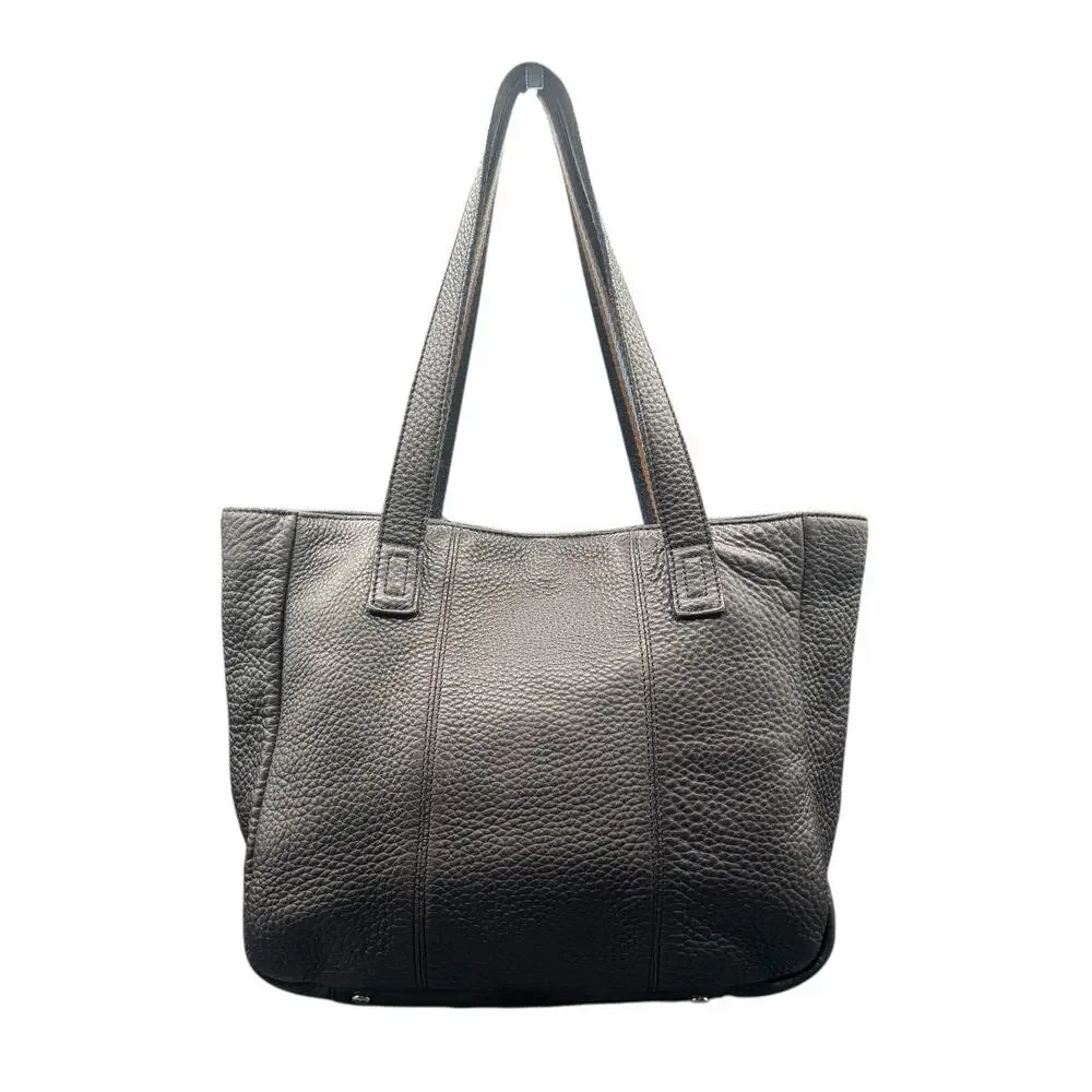 Vintage Talbots Black Pebbled Leather Tote Rare Suede Interior Shoulder Bag